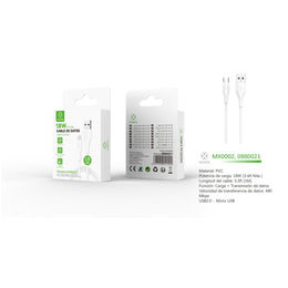 Cabo de dados USB para Micro 18W 1m - Branco - MX0002 BL