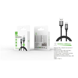 Cable de datos USB a tipo C 18 W 1 m negro - MX0012 NE
