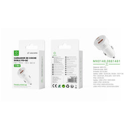 Cargador de coche PD*2+QC 38W sin cable - blanco - MX0148 BL