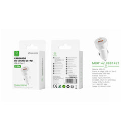 Cargador de coche PD+QC QC18W+PD20W sin cable - blanco - MX0142 BL