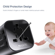 Universal Adapter EU, UK, US, AUS - Yesido (MC09) - Black