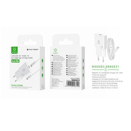 Cargador de pared GaN PD ¨2nico UE de 30 W con cable C-C (blanco) - MX0083 BL