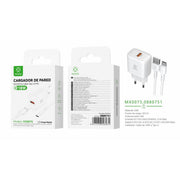 Cargador de pared USB ¨2nico UE QC18W con cable USB a tipo C (blanco) - MX0075 BL