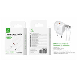 Cargador de pared USB ¨2nico UE QC18W con cable USB a tipo C (blanco) - MX0075 BL
