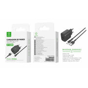 Cargador de pared USB ¨2nico UE 5 V/2,4 A con cable USB a tipo C (negro) - MX0068 NE