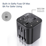 Universal Adapter EU, UK, US, AUS - Yesido (MC09) - Black