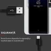 Cabo de Dados USB para Type-C 25W 1.5m, Carregamento Rápido e Transferência de Dados, Preto