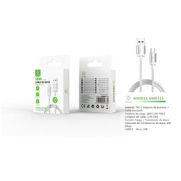 Cable de datos USB a Micro 18W 1m - blanco - MX0011 BL