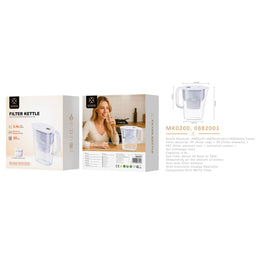 Hervidor con filtro, jarra de agua de 2,4 l con pantalla LED, color blanco - MX0200