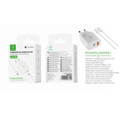 Cargador de pared UE QC+PD GaN de 65 W con cable C-Lightning (blanco) - MX0096 BL