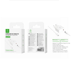 Cargador de pared GaN PD ¨2nico UE de 20 W con cable C-C (blanco) - MX0077 BL