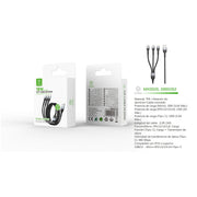 Cable de datos 3 en 1 USB a Micro+Tipo C+Lightning 18 W 1 m - Negro - MX0026