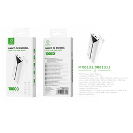 Banco de energia 10000 mAh 22,5 W con 3 cables ABS+PC-blanco - MX0131 BL