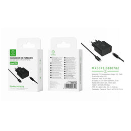 Cargador de pared GaN PD ¨2nico UE de 20 W con cable C-Lightning (negro) - MX0078 NE