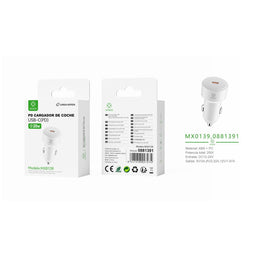 Cargador de coche individual PD de 20 W sin cable, color blanco - MX0139 BL