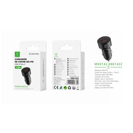 Cargador de coche PD+QC QC18W+PD20W sin cable - negro - MX0142 NE