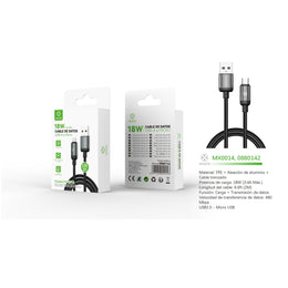 Cable de datos USB a Micro 18W 2m-negro - MX0014 NE