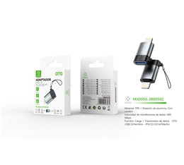 Adaptador USB/F a Lightning/M OTG - negro - MX0050