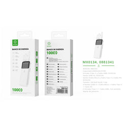 Banco de energia 10000 mAh 5 V 2 A con 4 cables ABS + PC (negro) - MX0134 BL