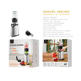 Licuadora electrica 500W 570ML botella deportiva plateada - MX0199
