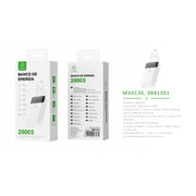 Banco de energia 20000 mAh 5 V 2 A con 4 cables ABS + PC - blanco - MX0135 BL