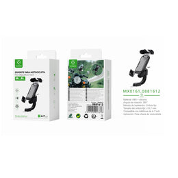 Soporte para telefono de motocicleta para modelos de 4 a 7 pulgadas, ABS, negro - MX0161
