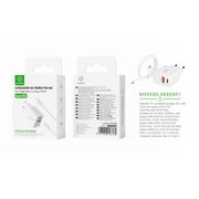 Cargador de pared UE QC+PD GaN de 20 W con cable C-C (blanco) - MX0080 BL