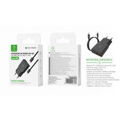 Cargador de pared UE QC+PD GaN de 30 W con cable C-C (negro) - MX0086 NE