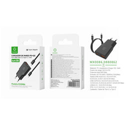 Cargador de pared UE QC+PD GaN de 30 W con cable C-C (negro) - MX0086 NE