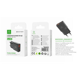 Cargador de pared UE QC+PD GaN 30 W sin cable negro - MX0085 NE